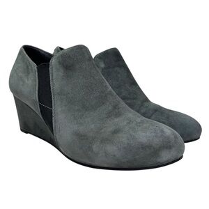Vionic Elevated‎ Stanton Suede Orthotic Wedge Boot Slate Grey Women's US 8 Nice